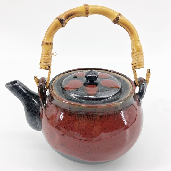 Other - Asian Teapot Bamboo Handle Tea Collectible Brown